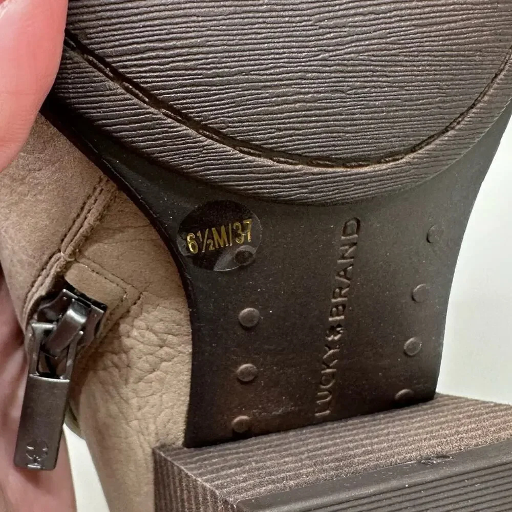 NWOB | Lucky Brand | Bellita Booties | Taupe | Size 6.5 M